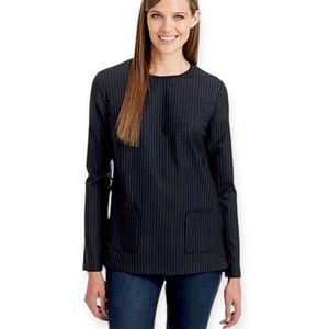 Lord & Taylor 424 Fifth Wool Pinstripe Woven Tunic Top Colour Black Size 6